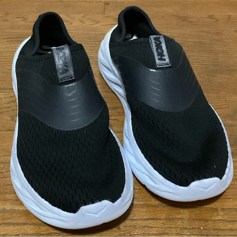 Hoka One One Black and White Slip-On Sneakers - Picture 3 of 11